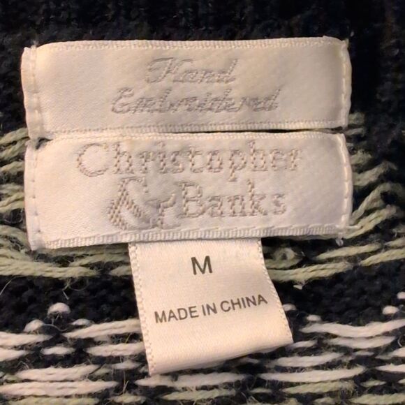 Y2K Christopher & Banks Hand embroidered knit cardigan sweater ice skating - Picture 2 of 7
